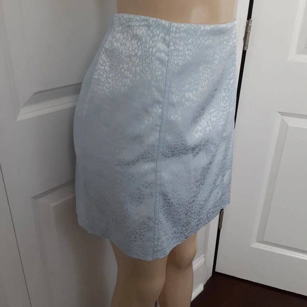 Alberto Makali Cache Pale Ice Blue Animal/Reptile Print Pencil Skirt